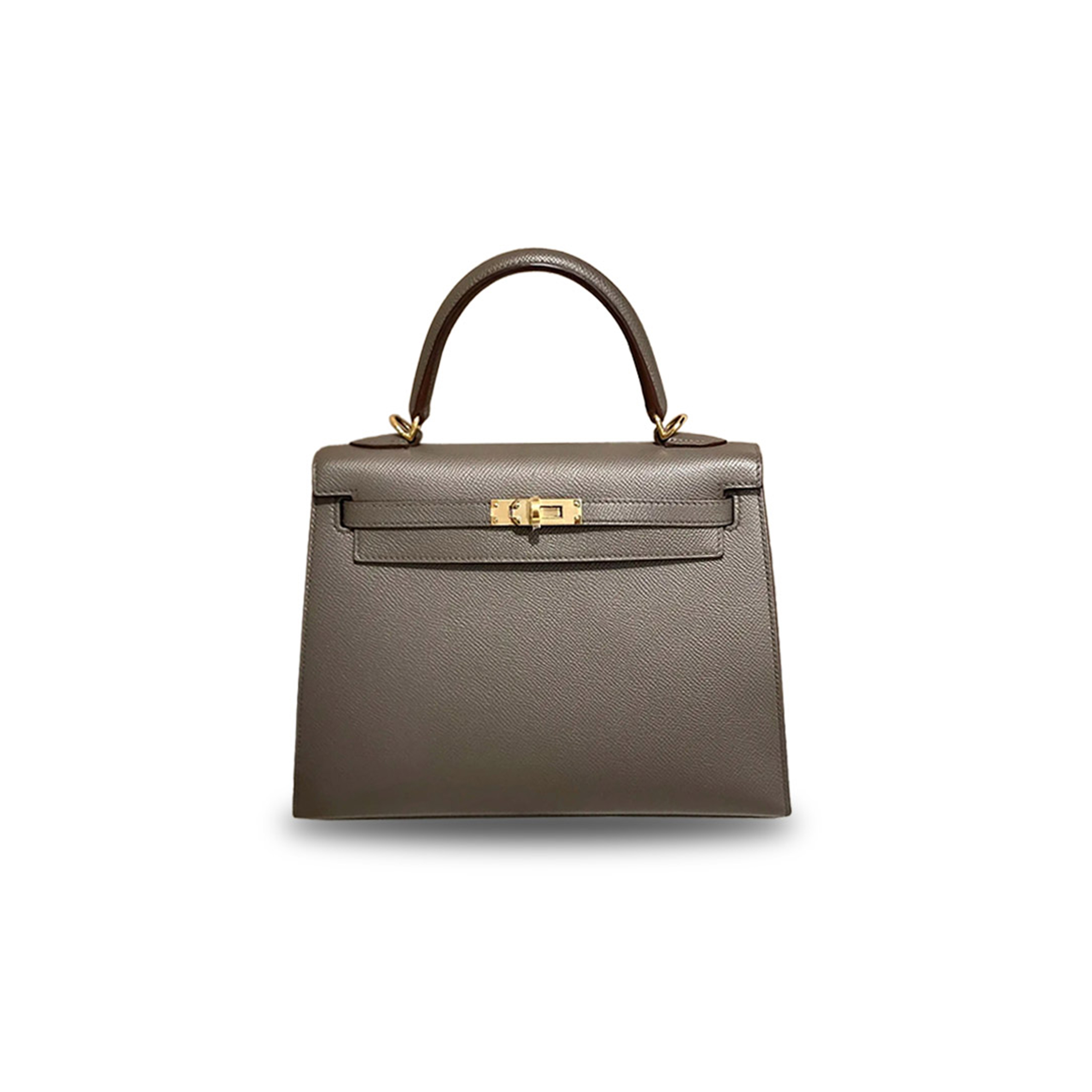 H**mes kelly 25 epsom leather pewter gray gold buckle (25*17*7cm)